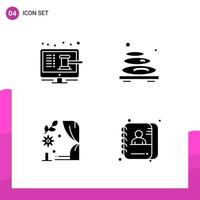 Glyph Icon set Pack of 4 Solid Icons isolated on White Background for responsive Website Design Print and Mobile Applications vector