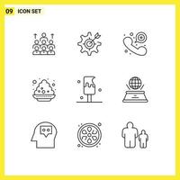 Set of 9 Modern UI Icons Symbols Signs for colour emergency configure contact target Editable Vector Design Elements