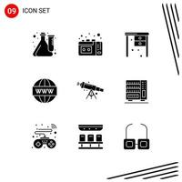 Set of 9 Modern UI Icons Symbols Signs for telescope seo desk search engine Editable Vector Design Elements