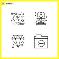 4 Icon Set Simple Line Symbols Outline Sign on White Background for Website Design Mobile Applications and Print Media vector