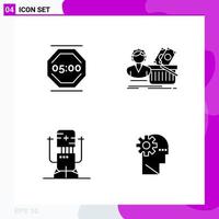 Solid Icon set Pack of 4 Glyph Icons isolated on White Background for Web Print and Mobile vector