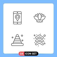 4 Line Black Icon Pack Outline Symbols for Mobile Apps isolated on white background 4 Icons Set vector