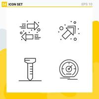 Collection of 4 Universal Line Icons Icon Set for Web and Mobile vector