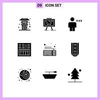 Modern Set of 9 Solid Glyphs and symbols such as speaker loudspeaker picture amplifier human Editable Vector Design Elements