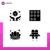 paquete de conjunto de iconos de glifo de 4 iconos sólidos aislados en fondo blanco para aplicaciones móviles y de impresión de diseño de sitios web receptivos vector