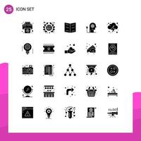 25 User Interface Solid Glyph Pack of modern Signs and Symbols of energy mind book knowledge ability Editable Vector Design Elements