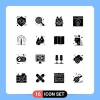 Pack of 16 Modern Solid Glyphs Signs and Symbols for Web Print Media such as education learining easter user interface Editable Vector Design Elements