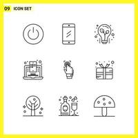 9 Icon Set Simple Line Symbols Outline Sign on White Background for Website Design Mobile Applications and Print Media vector