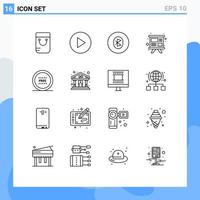 16 Universal Outlines Set for Web and Mobile Applications line ecommerce system ecommerce team Editable Vector Design Elements