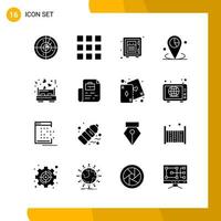 16 Icon Set Solid Style Icon Pack Glyph Symbols isolated on White Backgound for Responsive Website Designing vector