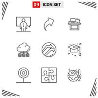 9 Icons Line Style Grid Based Creative Outline Symbols for Website Design Simple Line Icon Signs Isolated on White Background 9 Icon Set vector