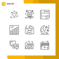 9 Icon Set Line Style Icon Pack Outline Symbols isolated on White Backgound for Responsive Website Designing vector