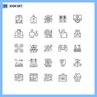 25 Line concept for Websites Mobile and Apps mail design settings setting video Editable Vector Design Elements