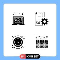 4 Solid Black Icon Pack Glyph Symbols for Mobile Apps isolated on white background 4 Icons Set vector