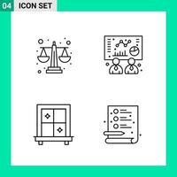 Pack of 4 Line Style Icon Set Outline Symbols for print Creative Signs Isolated on White Background 4 Icon Set vector