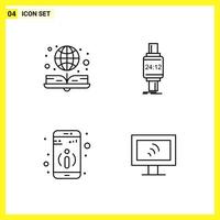 4 Icon Set Simple Line Symbols Outline Sign on White Background for Website Design Mobile Applications and Print Media vector