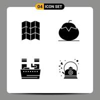 Modern Set of 4 Solid Glyphs and symbols such as map soak food tomato wellness Editable Vector Design Elements