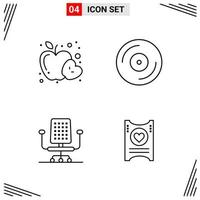 4 Icons Line Style Grid Based Creative Outline Symbols for Website Design Simple Line Icon Signs Isolated on White Background 4 Icon Set vector