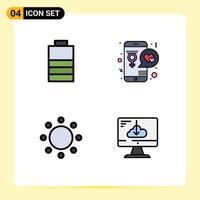 4 Thematic Vector Filledline Flat Colors and Editable Symbols of battery sign app lover symbols Editable Vector Design Elements