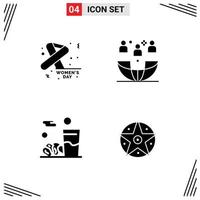 4 Solid Glyph concept for Websites Mobile and Apps awareness drink day international iftar Editable Vector Design Elements