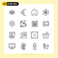 16 iconos creativos para el diseño moderno de sitios web y aplicaciones móviles receptivas 16 símbolos de contorno signos sobre fondo blanco paquete de 16 iconos vector