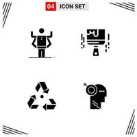 4 iconos símbolos de glifos creativos basados en cuadrícula de estilo sólido para el diseño de sitios web signos de iconos sólidos simples aislados en fondo blanco conjunto de 4 iconos vector
