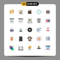 Modern Set of 25 Flat Colors and symbols such as bag focus trolley camera tools Editable Vector Design Elements
