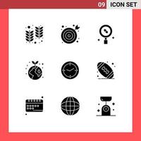 9 Solid Glyph concept for Websites Mobile and Apps timer plant health global earth Editable Vector Design Elements