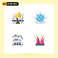 Universal Icon Symbols Group of 4 Modern Flat Icons of business exploration computer international rover Editable Vector Design Elements