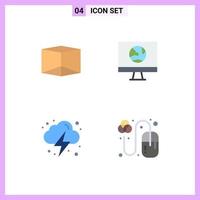 4 Universal Flat Icon Signs Symbols of box power computer network design Editable Vector Design Elements