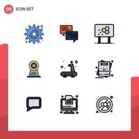 Universal Icon Symbols Group of 9 Modern Filledline Flat Colors of hotel webcam chat camera formula Editable Vector Design Elements