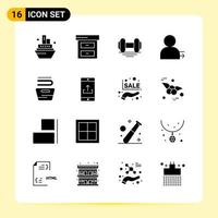 16 Creative Icons for Modern website design and responsive mobile apps 16 Glyph Symbols Signs on White Background 16 Icon Pack vector