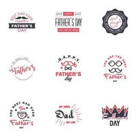 9 Black and Pink Happy Fathers Day Design Collection A set of twelve brown colored vintage style Fathers Day Designs on light background Editable Vector Design Elements