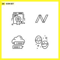 4 Icon Set Simple Line Symbols Outline Sign on White Background for Website Design Mobile Applications and Print Media vector