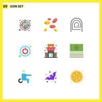 Flat Color Pack of 9 Universal Symbols of building shutdown white cells power pattern Editable Vector Design Elements