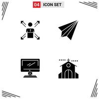 Pictogram Set of 4 Simple Solid Glyphs of arrows contact us employee ways send Editable Vector Design Elements