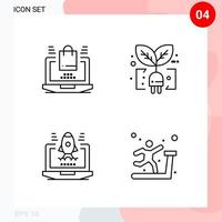 Vector Pack of 4 Icons in Line Style Creative Outline Pack isolated on White Background for Web and Mobile