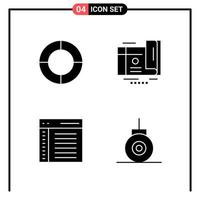 Set of 4 Solid Style Icons for web and mobile Glyph Symbols for print Solid Icon Signs Isolated on White Background 4 Icon Set vector