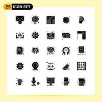 Pack of 25 creative Solid Glyphs of focus business coding focusing solutions power Editable Vector Design Elements