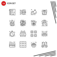 Stock Vector Icon Pack of 16 Line Signs and Symbols for present bonus digital box dollar Editable Vector Design Elements