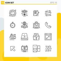 Collection of 16 Universal Line Icons Icon Set for Web and Mobile vector
