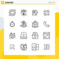 Collection of 16 Universal Line Icons Icon Set for Web and Mobile vector