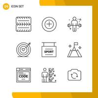 9 Icon Set Line Style Icon Pack Outline Symbols isolated on White Backgound for Responsive Website Designing vector