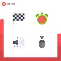 Pictogram Set of 4 Simple Flat Icons of flag pollution alarm time wifi Editable Vector Design Elements