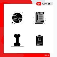 Creative Set of 4 Universal Glyph Icons isolated on White Background vector