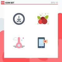 Modern Set of 4 Flat Icons Pictograph of apps temperature store fruit weather Editable Vector Design Elements