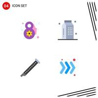 User Interface Pack of 4 Basic Flat Icons of eight march flute cooking meal music Editable Vector Design Elements