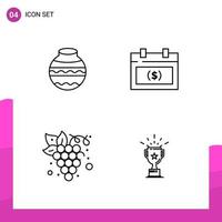 Outline Icon set Pack of 4 Line Icons isolated on White Background for responsive Website Design Print and Mobile Applications vector