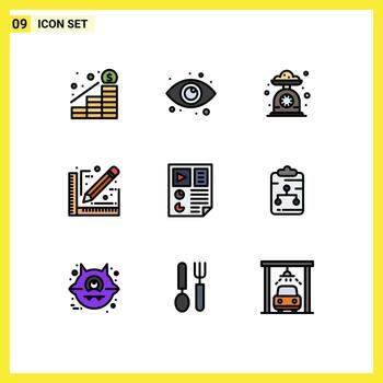 Stock Vector Icon Pack of 9 Line Signs and Symbols for data document baking design scale Editable Vector Design Elements