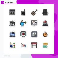 User Interface Pack of 16 Basic Flat Color Filled Lines of creative bridge talkie sound instrument Editable Creative Vector Design Elements